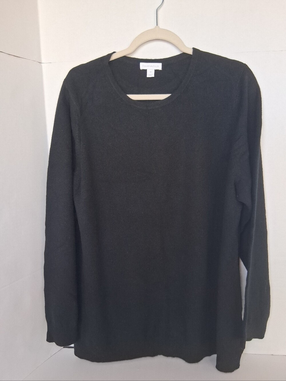 Charter Club Black Crewneck Sweater